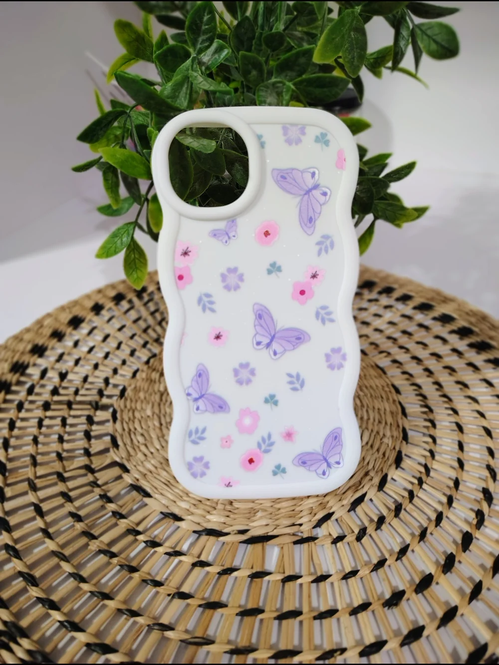 Floral Butterfly White IPhone 14 Plus Case - Purple & Pink Accent